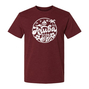 Aruba 2026 T-Shirt, Tropical Sailboat and Palm Tree Vacation Graphic for Beach Trips