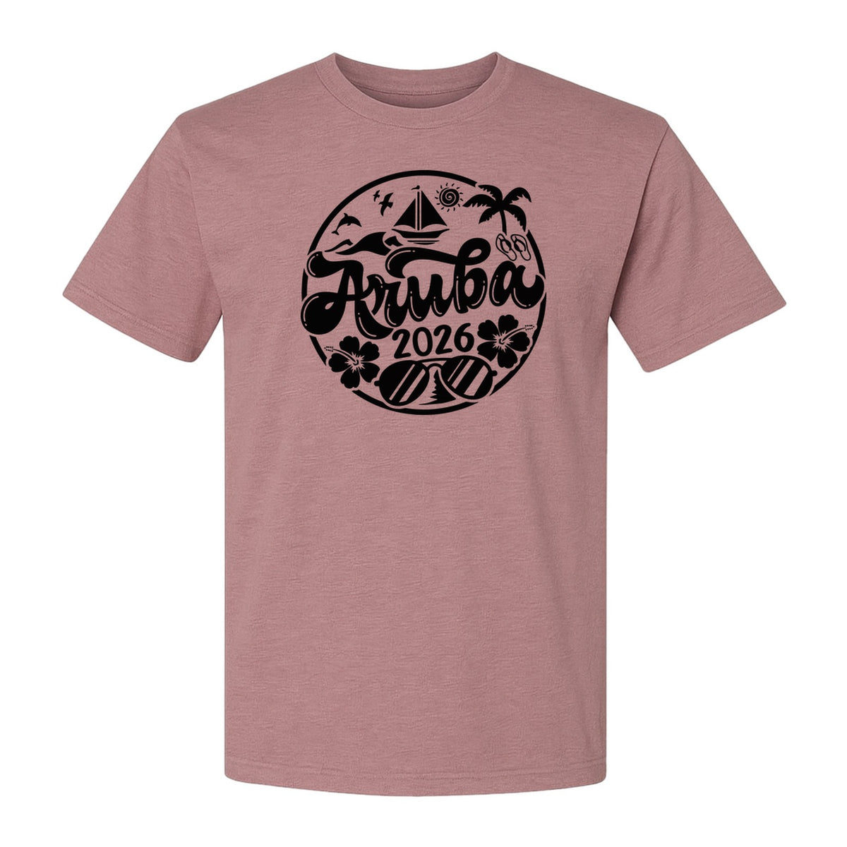 Aruba 2026 T-Shirt, Tropical Sailboat and Palm Tree Vacation Graphic for Beach Trips