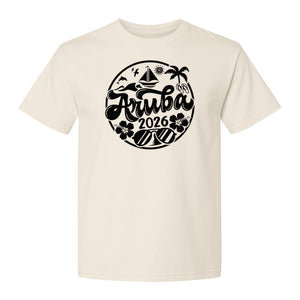 Aruba 2026 T-Shirt, Tropical Sailboat and Palm Tree Vacation Graphic for Beach Trips