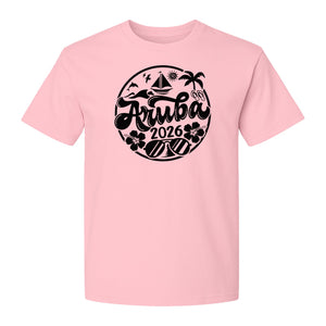 Aruba 2026 T-Shirt, Tropical Sailboat and Palm Tree Vacation Graphic for Beach Trips