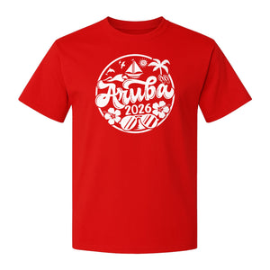 Aruba 2026 T-Shirt, Tropical Sailboat and Palm Tree Vacation Graphic for Beach Trips