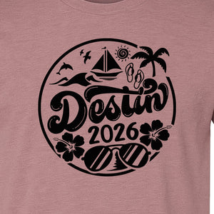Destin 2026 T-Shirt, Florida Beach Vacation Graphic for Coastal Trip Travelers
