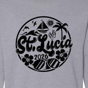 St. Lucia 2026 Sweatshirt, Tropical Beach Vacation Graphic for Island Travel Lovers