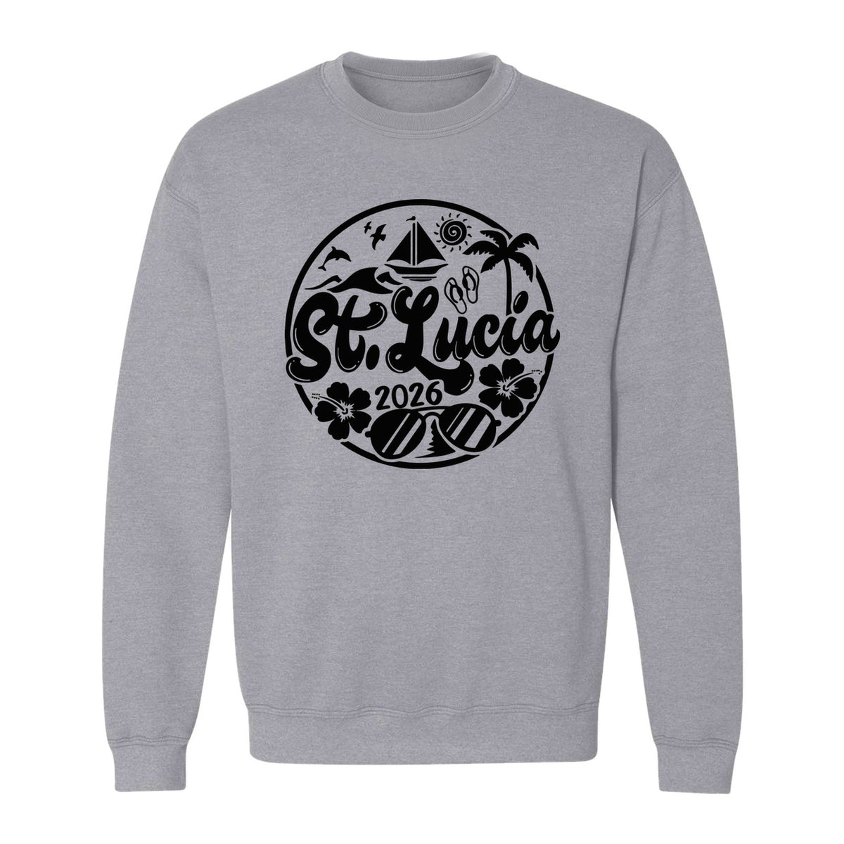 St. Lucia 2026 Sweatshirt, Tropical Beach Vacation Graphic for Island Travel Lovers