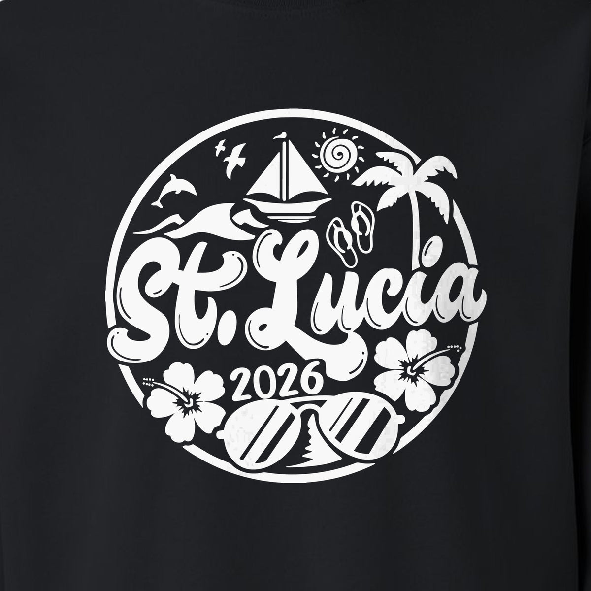 St. Lucia 2026 Sweatshirt, Tropical Beach Vacation Graphic for Island Travel Lovers