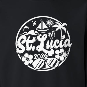 St. Lucia 2026 Sweatshirt, Tropical Beach Vacation Graphic for Island Travel Lovers