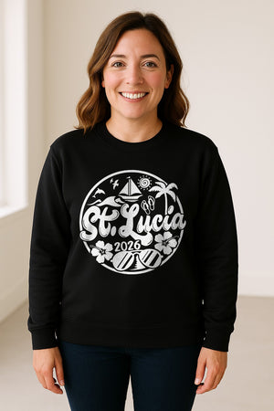 St. Lucia 2026 Sweatshirt, Tropical Beach Vacation Graphic for Island Travel Lovers
