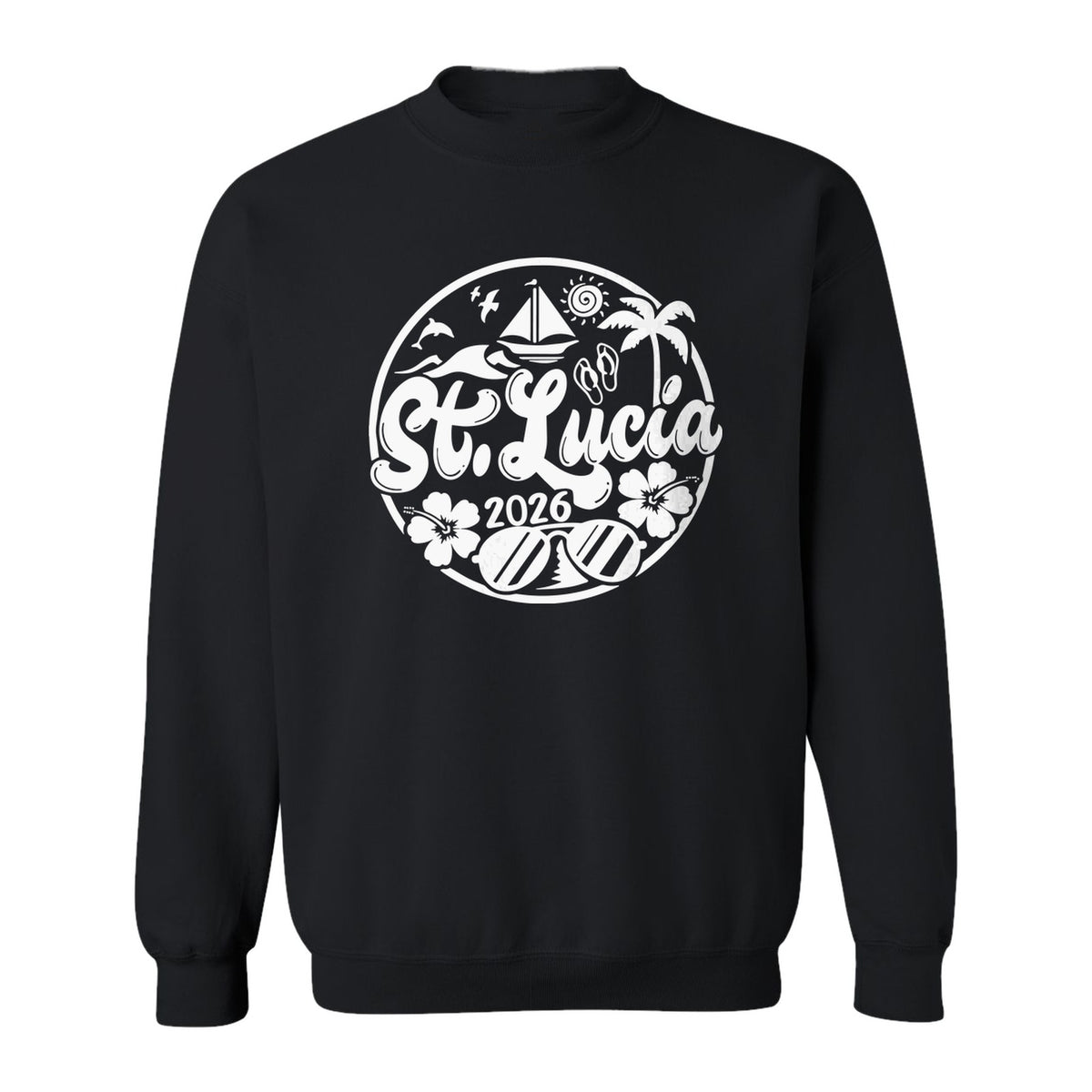 St. Lucia 2026 Sweatshirt, Tropical Beach Vacation Graphic for Island Travel Lovers