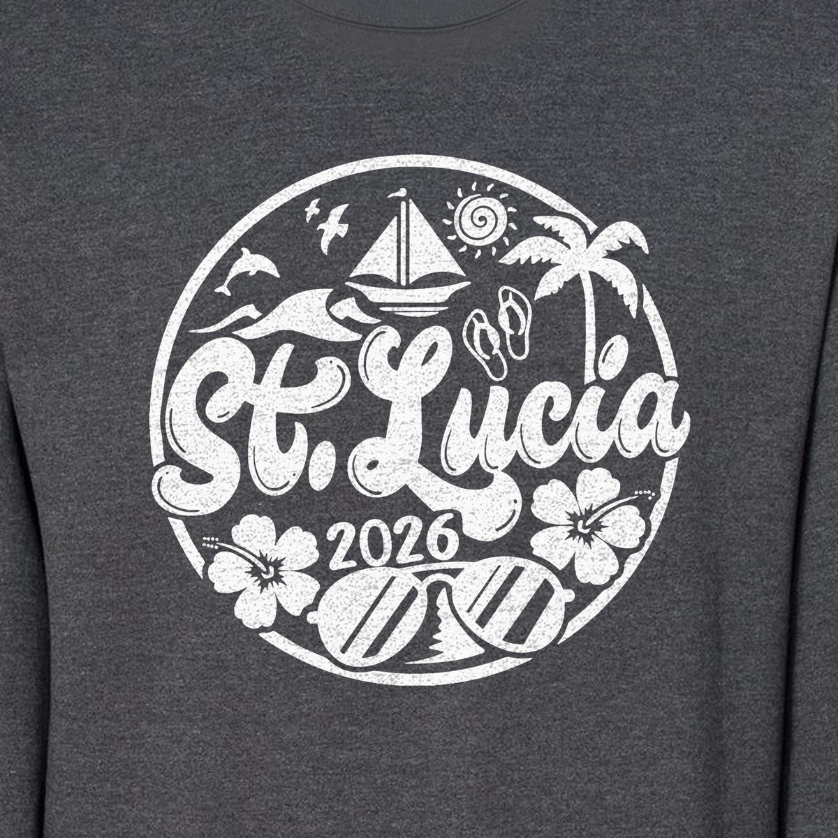 St. Lucia 2026 Sweatshirt, Tropical Beach Vacation Graphic for Island Travel Lovers