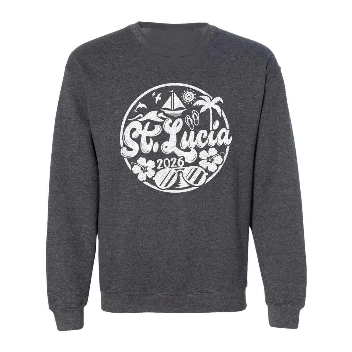 St. Lucia 2026 Sweatshirt, Tropical Beach Vacation Graphic for Island Travel Lovers