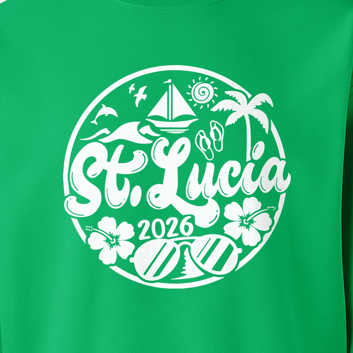 St. Lucia 2026 Sweatshirt, Tropical Beach Vacation Graphic for Island Travel Lovers