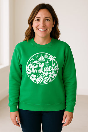 St. Lucia 2026 Sweatshirt, Tropical Beach Vacation Graphic for Island Travel Lovers