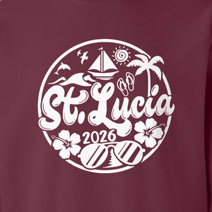 St. Lucia 2026 Sweatshirt, Tropical Beach Vacation Graphic for Island Travel Lovers