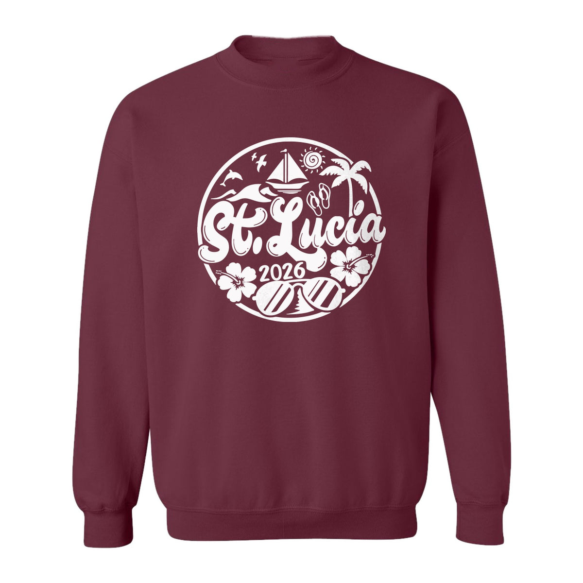 St. Lucia 2026 Sweatshirt, Tropical Beach Vacation Graphic for Island Travel Lovers