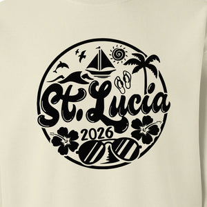 St. Lucia 2026 Sweatshirt, Tropical Beach Vacation Graphic for Island Travel Lovers