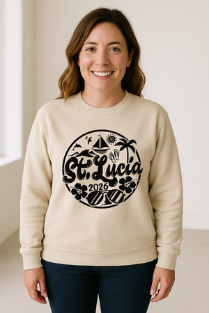 St. Lucia 2026 Sweatshirt, Tropical Beach Vacation Graphic for Island Travel Lovers