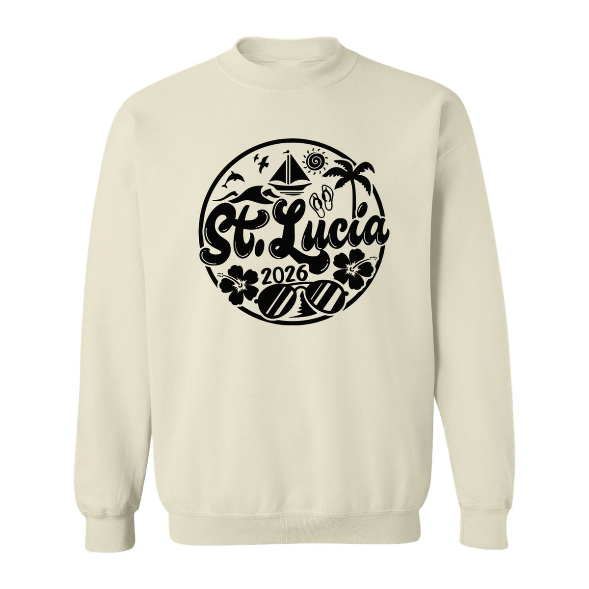 St. Lucia 2026 Sweatshirt, Tropical Beach Vacation Graphic for Island Travel Lovers