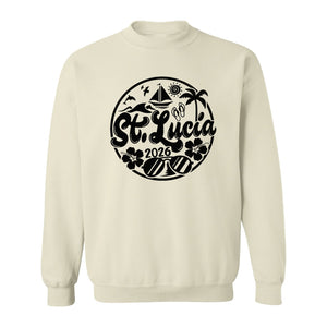 St. Lucia 2026 Sweatshirt, Tropical Beach Vacation Graphic for Island Travel Lovers