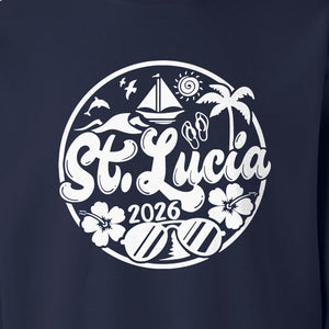 St. Lucia 2026 Sweatshirt, Tropical Beach Vacation Graphic for Island Travel Lovers