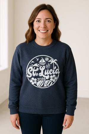 St. Lucia 2026 Sweatshirt, Tropical Beach Vacation Graphic for Island Travel Lovers