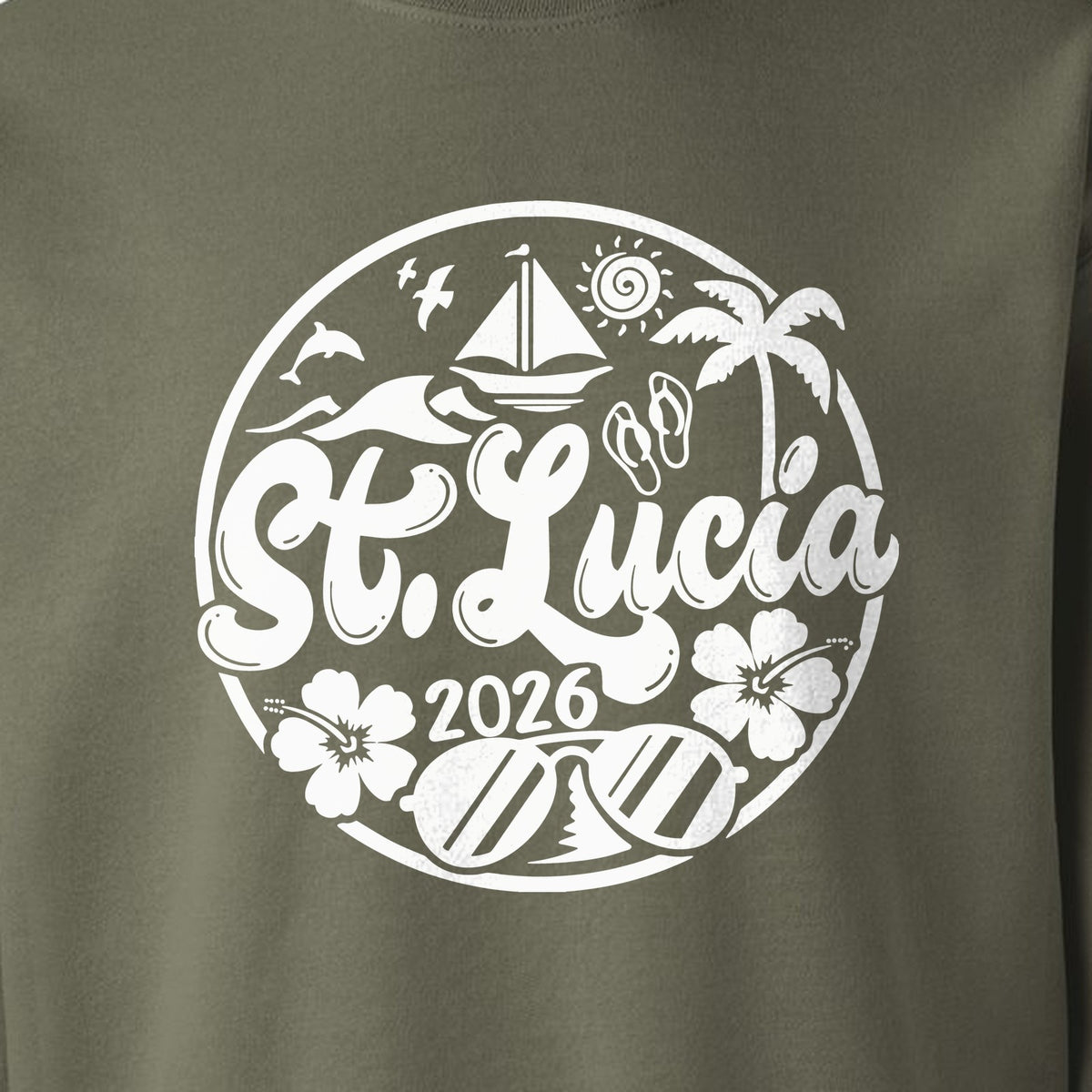 St. Lucia 2026 Sweatshirt, Tropical Beach Vacation Graphic for Island Travel Lovers