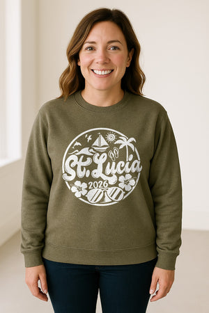 St. Lucia 2026 Sweatshirt, Tropical Beach Vacation Graphic for Island Travel Lovers