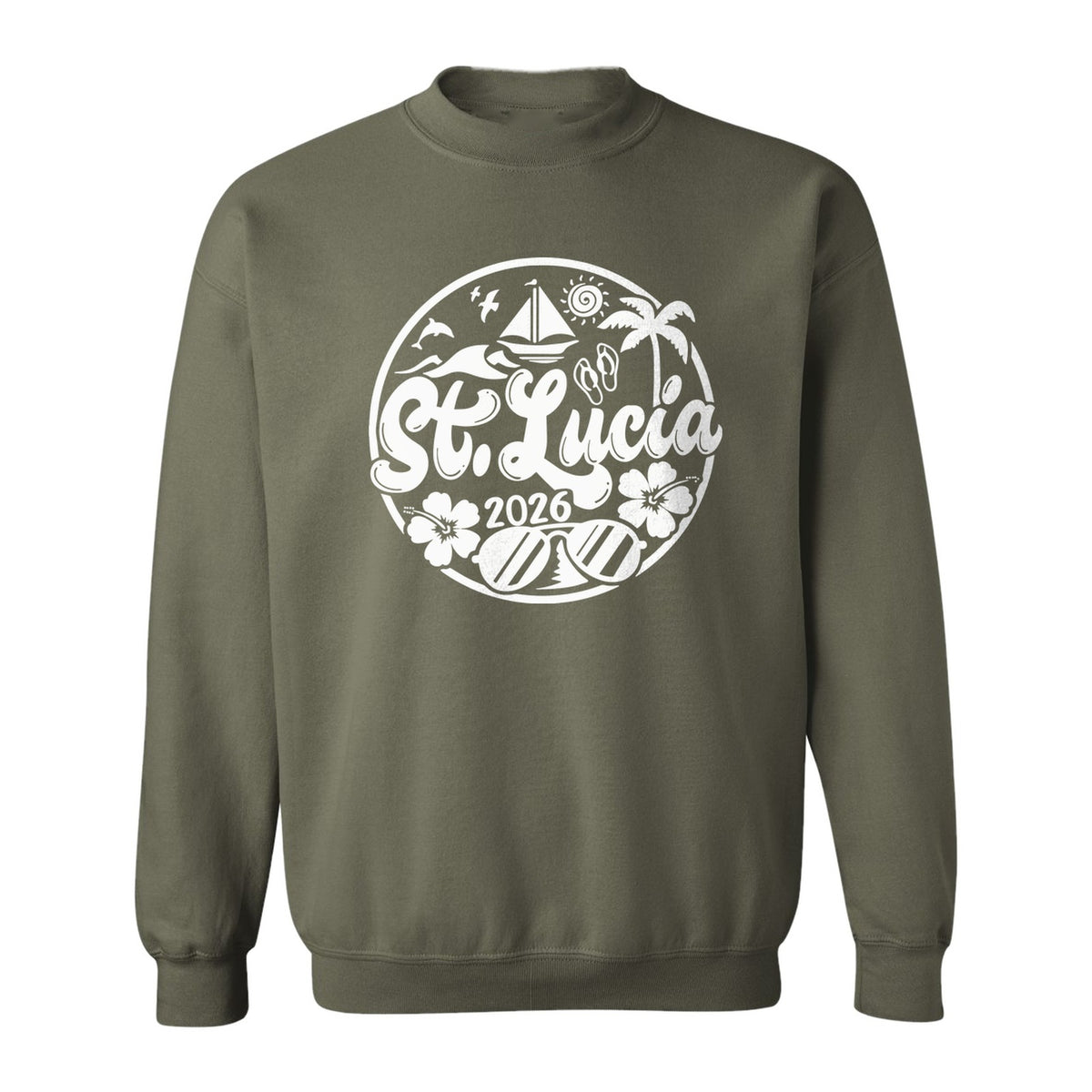 St. Lucia 2026 Sweatshirt, Tropical Beach Vacation Graphic for Island Travel Lovers