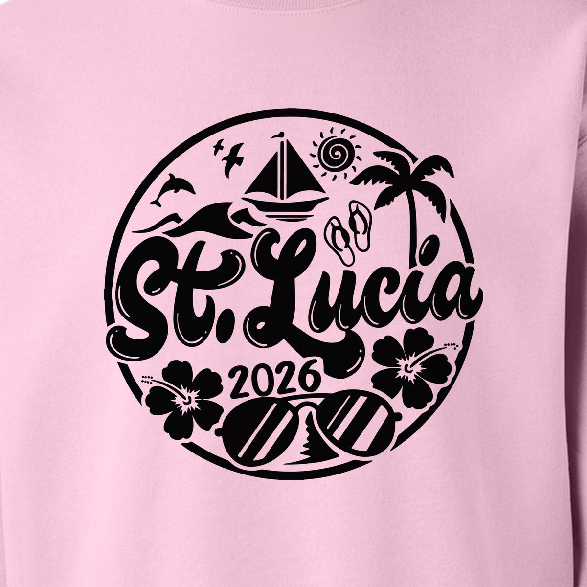 St. Lucia 2026 Sweatshirt, Tropical Beach Vacation Graphic for Island Travel Lovers