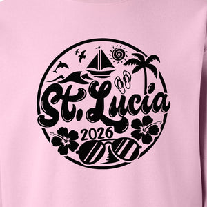St. Lucia 2026 Sweatshirt, Tropical Beach Vacation Graphic for Island Travel Lovers