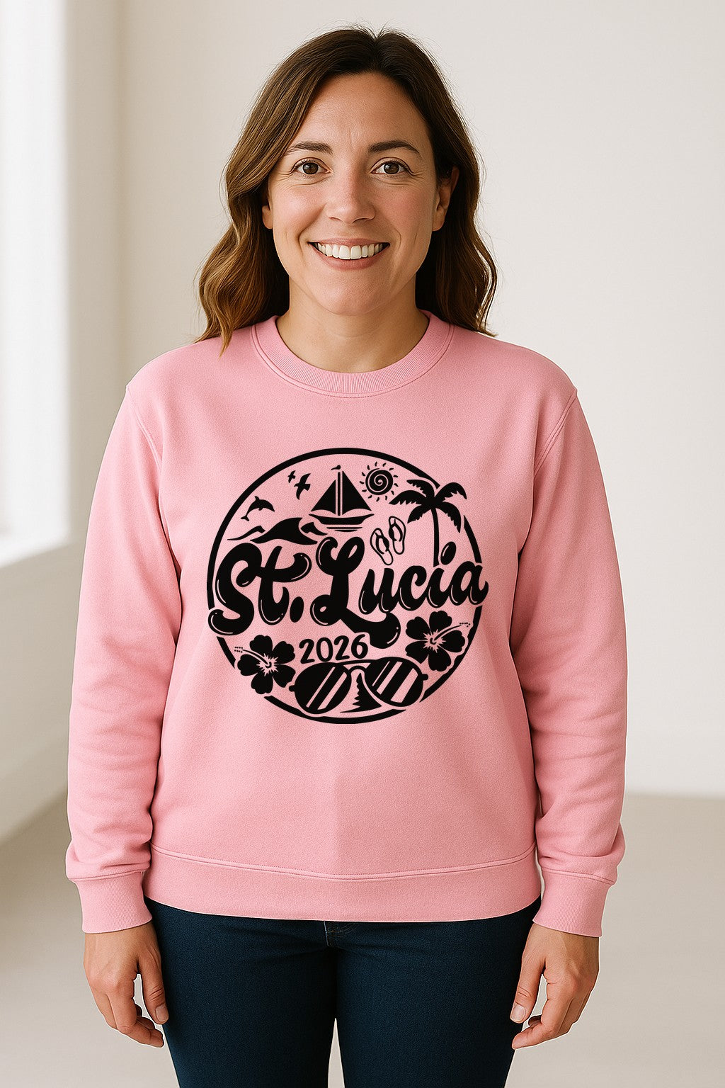 St. Lucia 2026 Sweatshirt, Tropical Beach Vacation Graphic for Island Travel Lovers