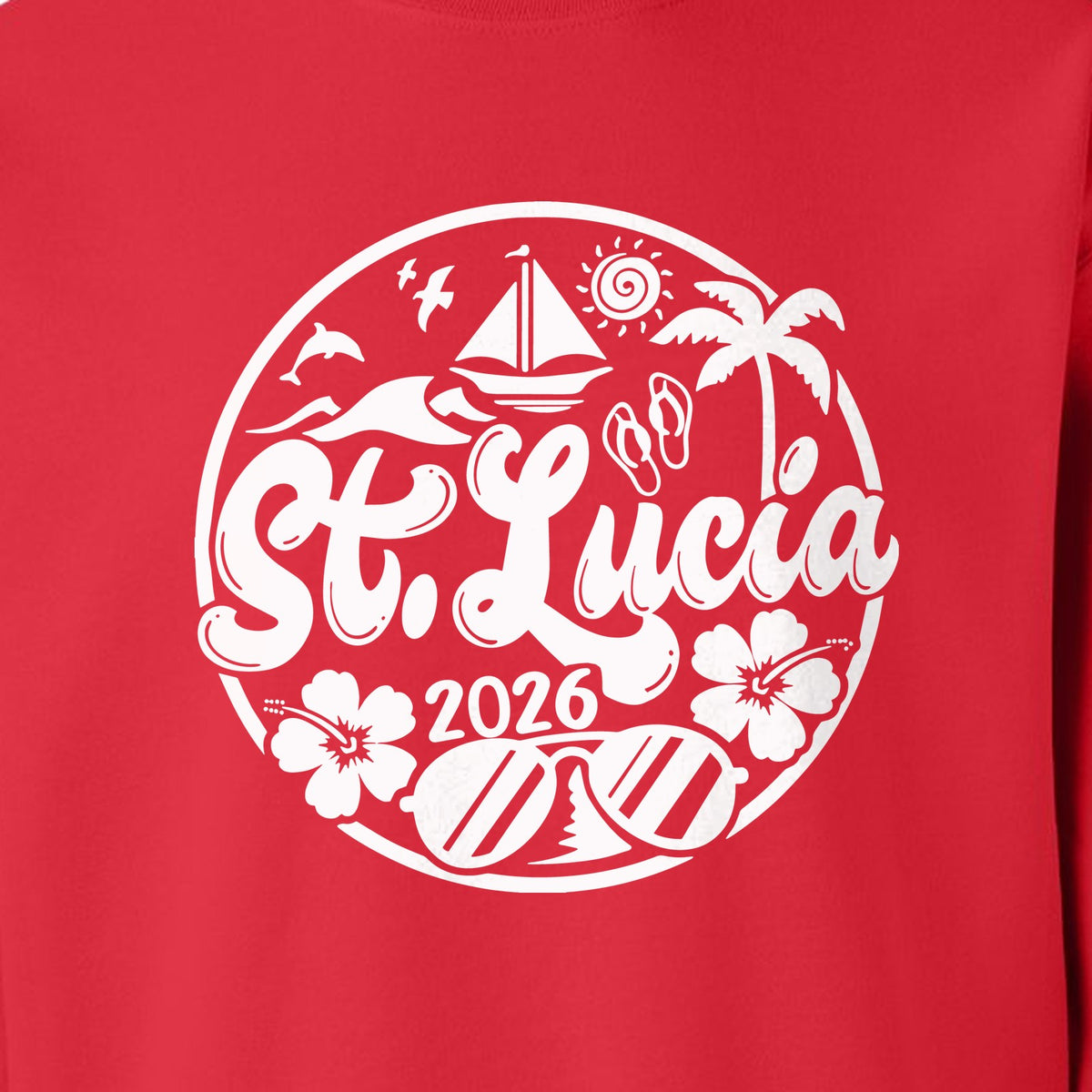 St. Lucia 2026 Sweatshirt, Tropical Beach Vacation Graphic for Island Travel Lovers