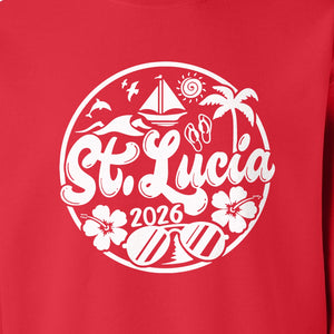 St. Lucia 2026 Sweatshirt, Tropical Beach Vacation Graphic for Island Travel Lovers