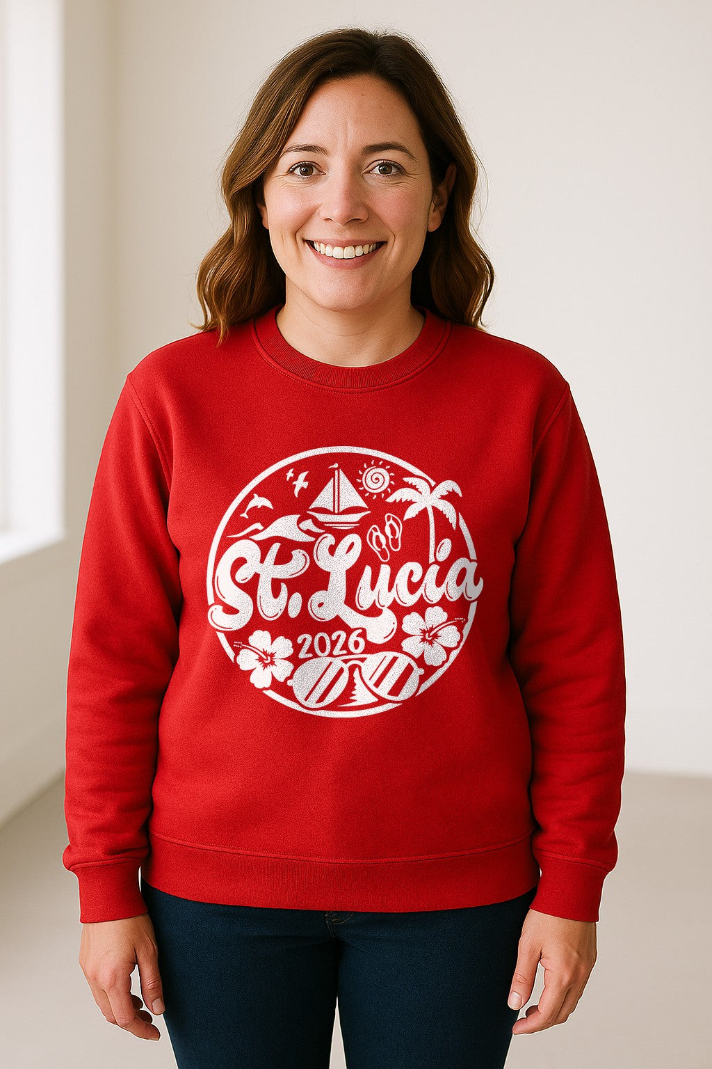 St. Lucia 2026 Sweatshirt, Tropical Beach Vacation Graphic for Island Travel Lovers