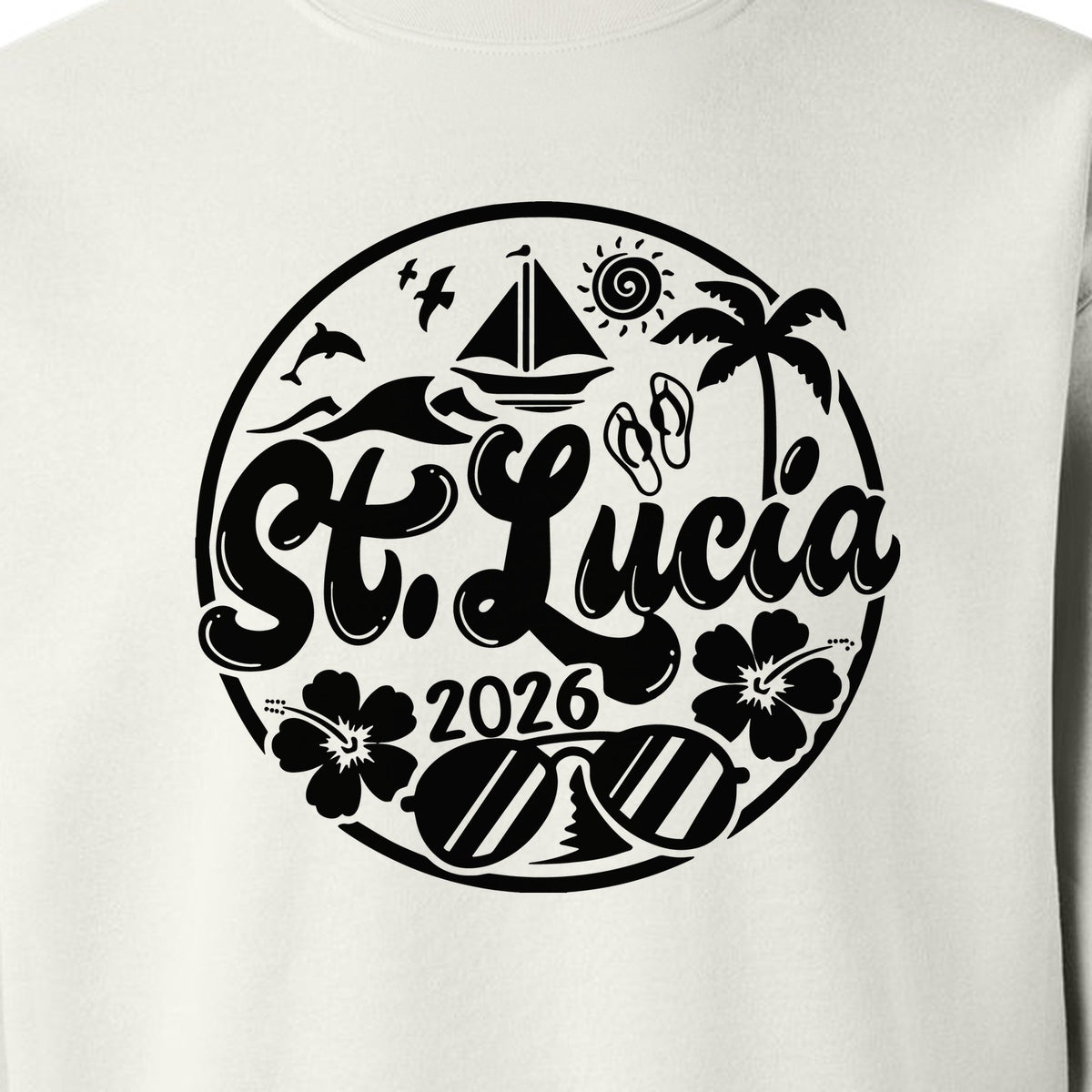 St. Lucia 2026 Sweatshirt, Tropical Beach Vacation Graphic for Island Travel Lovers