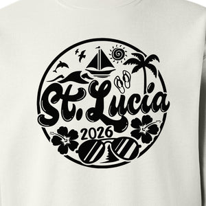 St. Lucia 2026 Sweatshirt, Tropical Beach Vacation Graphic for Island Travel Lovers