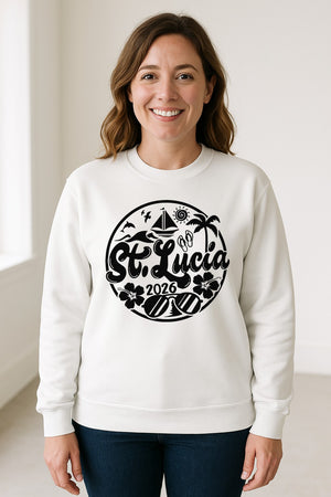 St. Lucia 2026 Sweatshirt, Tropical Beach Vacation Graphic for Island Travel Lovers