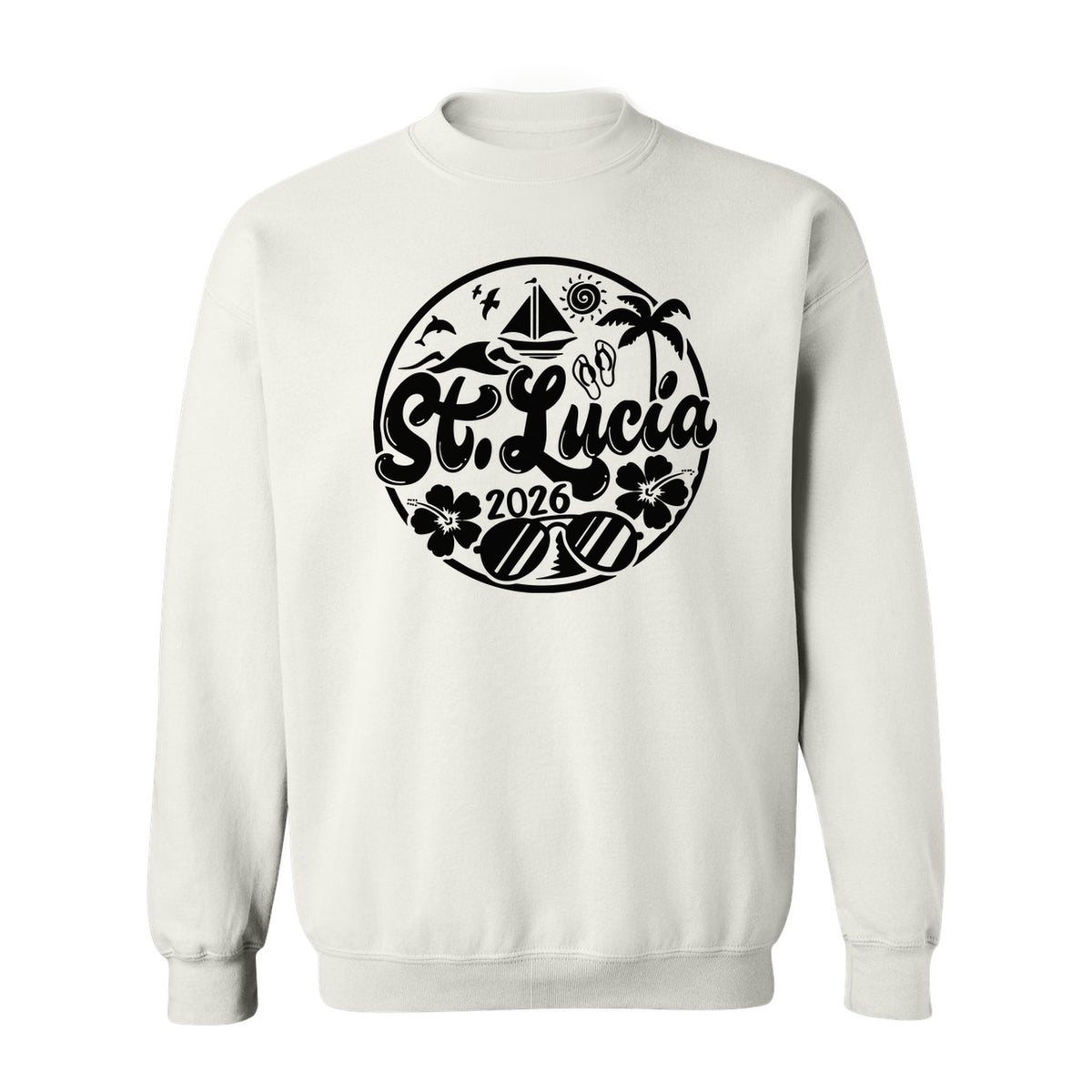 St. Lucia 2026 Sweatshirt, Tropical Beach Vacation Graphic for Island Travel Lovers