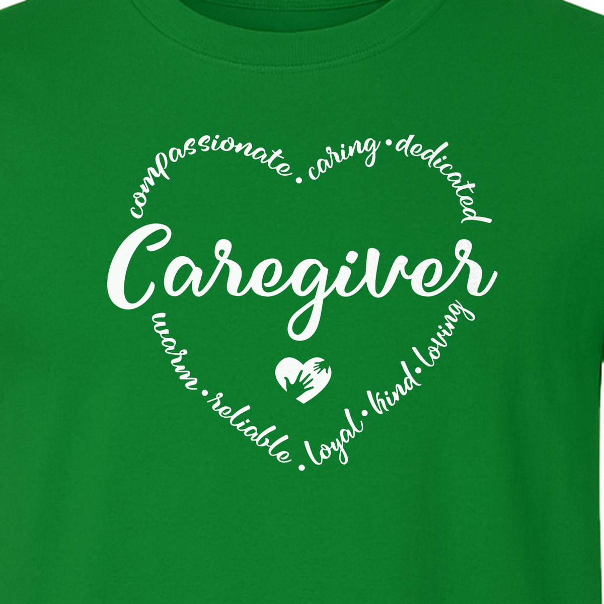 Caregiver T-Shirt, Compassionate Caring Dedicated Heart Design for Care Teams and Home Aides