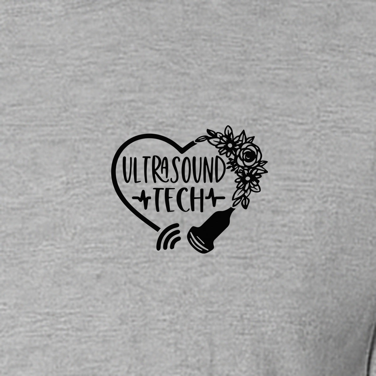 Ultrasound Tech T-Shirt, Small Chest Sonography Design with Floral Probe Line Art for Sonographers