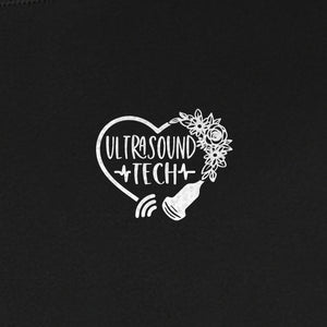Ultrasound Tech T-Shirt, Small Chest Sonography Design with Floral Probe Line Art for Sonographers