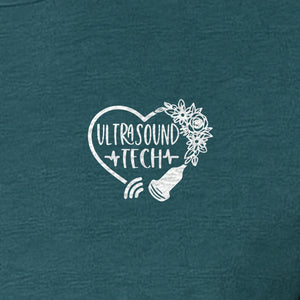 Ultrasound Tech T-Shirt, Small Chest Sonography Design with Floral Probe Line Art for Sonographers