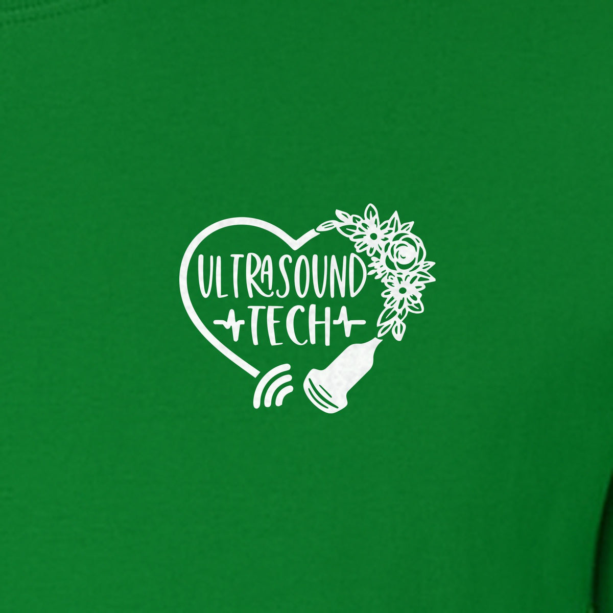 Ultrasound Tech T-Shirt, Small Chest Sonography Design with Floral Probe Line Art for Sonographers