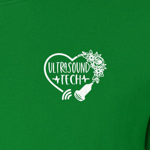 Ultrasound Tech T-Shirt, Small Chest Sonography Design with Floral Probe Line Art for Sonographers