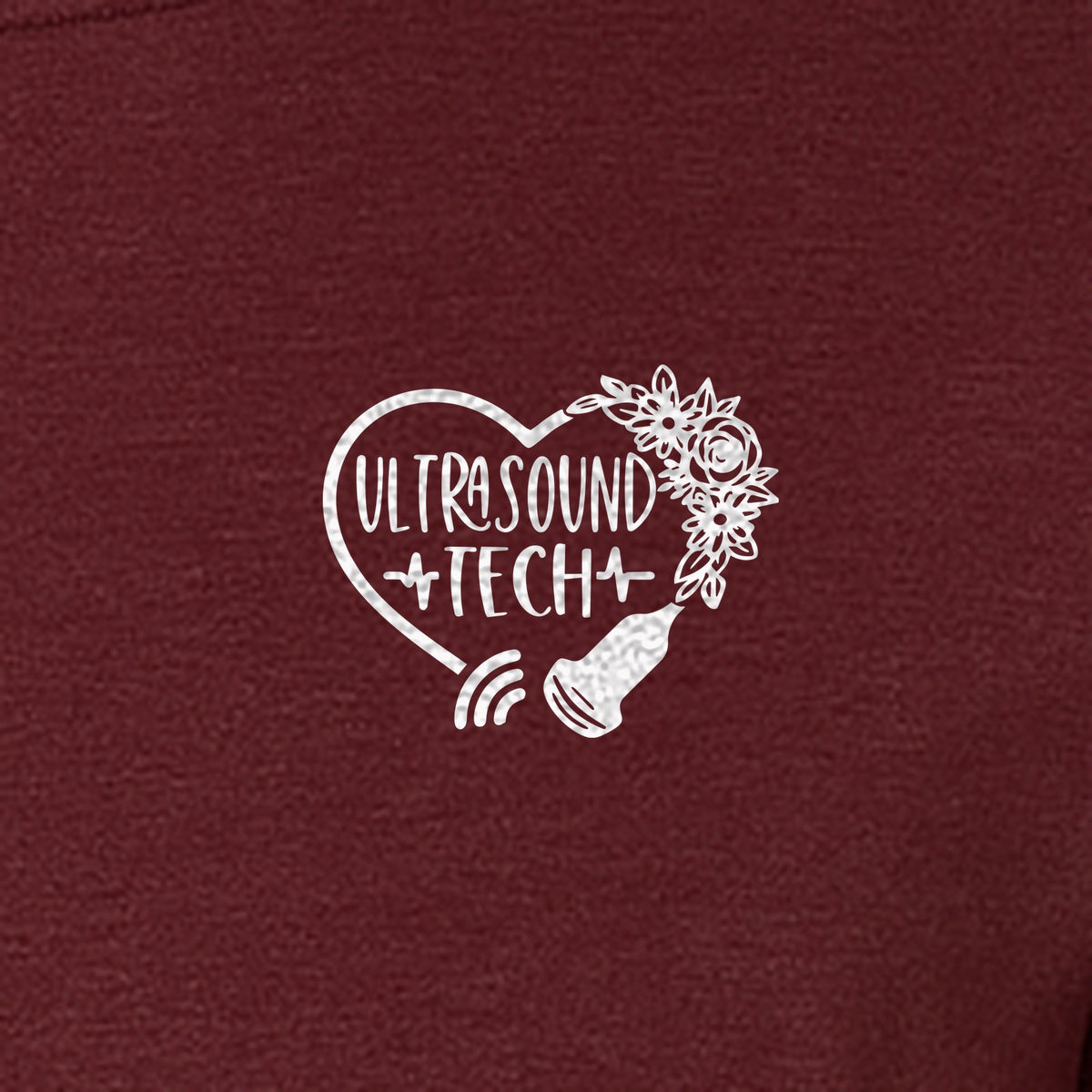 Ultrasound Tech T-Shirt, Small Chest Sonography Design with Floral Probe Line Art for Sonographers