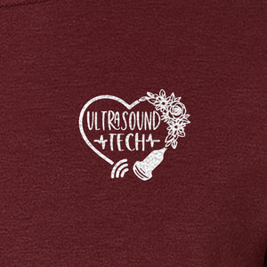 Ultrasound Tech T-Shirt, Small Chest Sonography Design with Floral Probe Line Art for Sonographers