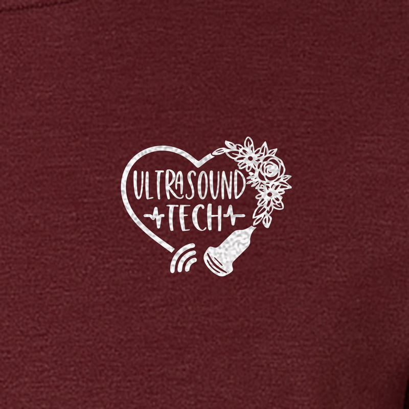Ultrasound Tech T-Shirt, Small Chest Sonography Design with Floral Probe Line Art for Sonographers