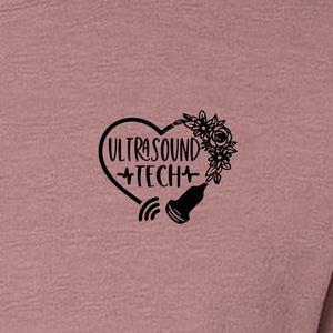 Ultrasound Tech T-Shirt, Small Chest Sonography Design with Floral Probe Line Art for Sonographers