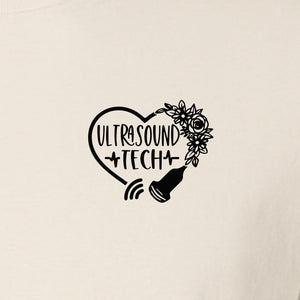 Ultrasound Tech T-Shirt, Small Chest Sonography Design with Floral Probe Line Art for Sonographers
