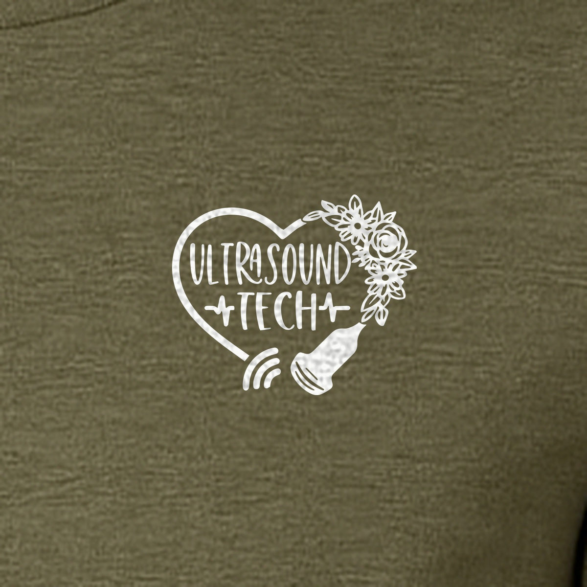 Ultrasound Tech T-Shirt, Small Chest Sonography Design with Floral Probe Line Art for Sonographers