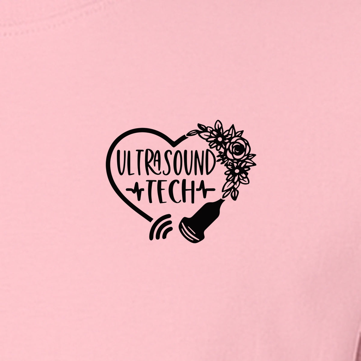 Ultrasound Tech T-Shirt, Small Chest Sonography Design with Floral Probe Line Art for Sonographers